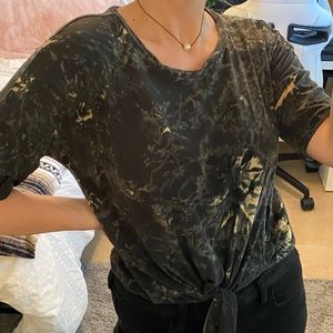 Suede tie front t shirt